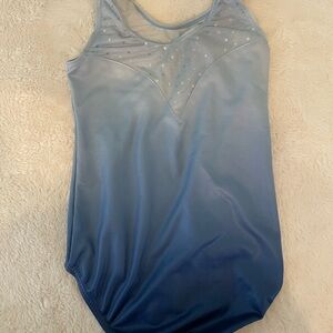 Blue Sleeveless Leotard with Sequins